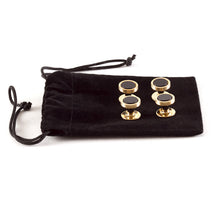 Load image into Gallery viewer, Onyx Studs in Gold Tone