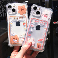 Load image into Gallery viewer, Orange Cute Cartoon Bear Rabbit Clear Phone Case For iPhone 14 Pro Max 13 12 11 X XR XS 7 8 Plus Card Holder Wallet Shockproof Cover Cartoon Soft iPhone Case