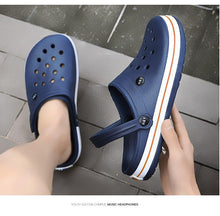 Load image into Gallery viewer, Outdoor Mens Sandals Clogs Summer Hole Shoes Rubber Men's Garden Shoes Black Beach Flat Sandals Slippers Work Summer Breathable Lightweight Quick Drying Sandals