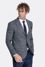 Load image into Gallery viewer, Checked Navy Blue Men Blazer - Wessi