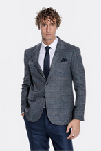 Load image into Gallery viewer, Checked Navy Blue Men Blazer - Wessi