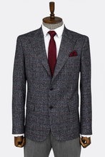 Load image into Gallery viewer, Checked Navy Blue Men Blazer - Wessi