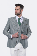 Load image into Gallery viewer, Striped Green Men Suit - Wessi