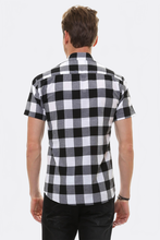 Load image into Gallery viewer, Checked Short Sleeve White-Black Men Shirt - Wessi