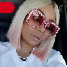 Load image into Gallery viewer, Oversized Sunglasses Square Diamond Sunglasses Women Retro Sunglasses Luxury & Diamond Square Shape Sunglasses For Women Branded Attractive Any Size Crystal Sun Glasses For Ladies Gradient Classic Mirror & Decent Shades