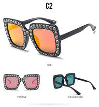 Load image into Gallery viewer, Oversized Sunglasses Square Diamond Sunglasses Women Retro Sunglasses Luxury & Diamond Square Shape Sunglasses For Women Branded Attractive Any Size Crystal Sun Glasses For Ladies Gradient Classic Mirror & Decent Shades