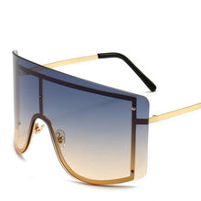 Load image into Gallery viewer, Oversized Women Blue & Yellow Gradient Sunglasses Fashionable Rimless In Metal For Female New Shades Personality Eyewear