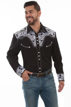 Load image into Gallery viewer, Scully Floral Tooled Embroidery - Men's Western Shirt