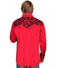 Load image into Gallery viewer, Scully Floral Tooled Embroidery - Men's Western Shirt (Red/Black)