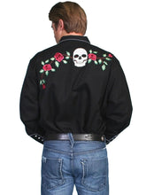Load image into Gallery viewer, Scully Skull and Rose Embroidery - Mens Western Shirt