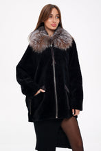 Load image into Gallery viewer, Palermo Genuine Astrakhan Silver Fox Trim Coat