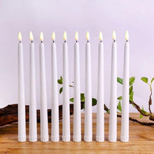Load image into Gallery viewer, Pack of 12 Yellow Flickering Remote LED Candles Plastic Flameless Remote Taper Candles Flameless Ivory Taper Candles Flickering Battery Operated Led Warm 3D Wick Light Window Candles Real Led For Dinner Party Decoration