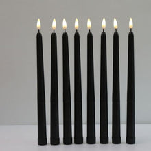 Load image into Gallery viewer, Pack of 6 Black LED Birthday Candles Flameless Taper Candles LED Taper Candles Led Candle Lights Flickering Candles For Halloween Christmas Yellow/Warm White Plastic Flameless Flickering Battery Operated LED Halloween Candles