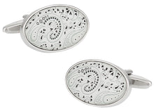 Load image into Gallery viewer, Paisley Cufflinks in Minty White