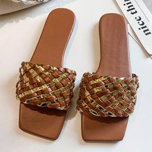 Load image into Gallery viewer, Party Luxury Ladies Slippers Charm Design Open-Toe Beach Flat Sandals Casual Flip Flops Women Shoes Flat Sandals Slip On Slide Sandals Leather Strap Flat Sandals
