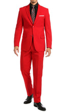 Load image into Gallery viewer, PAUL LORENZO MENS RED SLIM FIT 2 PIECE SUIT