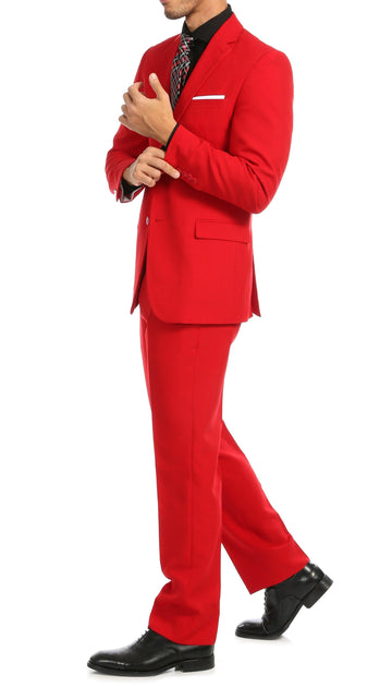 PAUL LORENZO MENS RED SLIM FIT 2 PIECE SUIT
