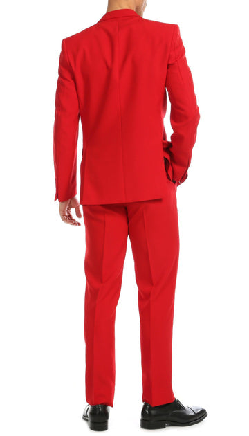 PAUL LORENZO MENS RED SLIM FIT 2 PIECE SUIT