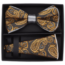 Load image into Gallery viewer, Vittorio Farina Piping Designer Bow Tie & Round Pocket Square