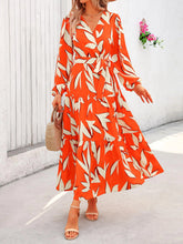 Load image into Gallery viewer, PRETTYGARDEN Womens Fall Long Sleeve Wrap V Neck Ruffle Floral Maxi Dress Casual Tie Waist Boho Chiffon Flowy Long Dresses XX-Large F-orange White - # GIAA231710002