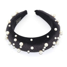 Load image into Gallery viewer, Pearl Headband Special Design Pearl Stone Velvet Hairbands Handmade Women Crown Sponge Thick Head Hoop for Girls Gorgeous Hair Accessories For Women