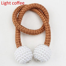Load image into Gallery viewer, Pearl Magnetic Curtain Clip Tieback Home Decor Buckle Curtain Holder Hanging Ball Rope Straps Holdbacks Room Accessories Strong Magnetic Curtain Tiebacks Pearl Decorative Rope Window Holdbacks For Drapes Home Office