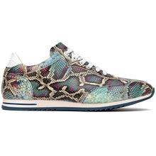 Load image into Gallery viewer, 65-215-BLU PERI Python Embossed Italian Calfskin Sneakers, Marine Blue