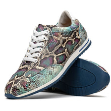 Load image into Gallery viewer, 65-215-BLU PERI Python Embossed Italian Calfskin Sneakers, Marine Blue