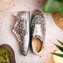 Load image into Gallery viewer, 65-215-BLU PERI Python Embossed Italian Calfskin Sneakers, Marine Blue