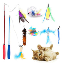 Load image into Gallery viewer, Pets Cat Toys Mouse Shape Balls Shapes Cat Interactive Pet Toys Assortments Foldable Rainbow Tunnel Cat Feather Interactive Feather Toy Fluffy Mouse Cat Love New Pet Toy Funny Cat Stick Mouse Supplies Value Bundle