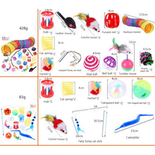 Load image into Gallery viewer, Pets Cat Toys Mouse Shape Balls Shapes Cat Interactive Pet Toys Assortments Foldable Rainbow Tunnel Cat Feather Interactive Feather Toy Fluffy Mouse Cat Love New Pet Toy Funny Cat Stick Mouse Supplies Value Bundle