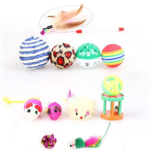Load image into Gallery viewer, Pets Cat Toys Mouse Shape Balls Shapes Cat Interactive Pet Toys Assortments Foldable Rainbow Tunnel Cat Feather Interactive Feather Toy Fluffy Mouse Cat Love New Pet Toy Funny Cat Stick Mouse Supplies Value Bundle