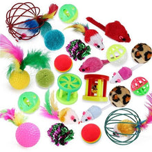 Load image into Gallery viewer, Pets Cat Toys Mouse Shape Balls Shapes Cat Interactive Pet Toys Assortments Foldable Rainbow Tunnel Cat Feather Interactive Feather Toy Fluffy Mouse Cat Love New Pet Toy Funny Cat Stick Mouse Supplies Value Bundle