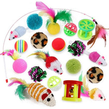 Load image into Gallery viewer, Pets Cat Toys Mouse Shape Balls Shapes Cat Interactive Pet Toys Assortments Foldable Rainbow Tunnel Cat Feather Interactive Feather Toy Fluffy Mouse Cat Love New Pet Toy Funny Cat Stick Mouse Supplies Value Bundle