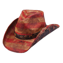 Load image into Gallery viewer, Peter Grimm Patriot - Shapeable American Flag Woven Cowboy Hat
