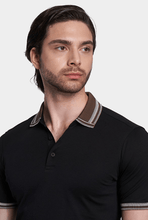 Load image into Gallery viewer, The Mercerized Cotton Polo (Black & Brown Accent)
