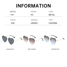 Load image into Gallery viewer, Heart-Shaped Half-Rim Metal Sunglasses