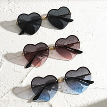 Load image into Gallery viewer, Heart-Shaped Half-Rim Metal Sunglasses