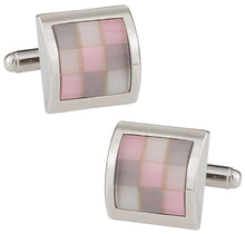 Load image into Gallery viewer, Pink Glass Mosaic Cufflinks