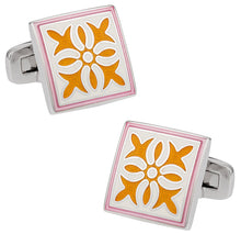 Load image into Gallery viewer, Pink Yellow Enamel Cufflinks