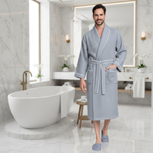 Load image into Gallery viewer, Premium Waffle Piping Robe for Men