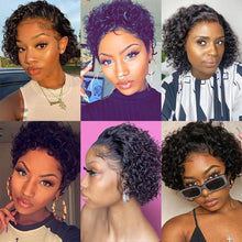 Load image into Gallery viewer, Pixie Cut Wig Short Curly Human Hair Wigs Human Hair Wig 13X1 Transparent Lace Wig For Women Human Hair Pre Plucked Baby Hair Wigs For Black Women