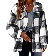 Load image into Gallery viewer, Plaid Turndown Collar Wool Jacket