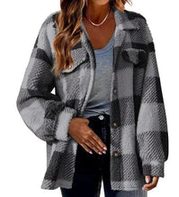 Load image into Gallery viewer, Plaid Turndown Collar Wool Jacket