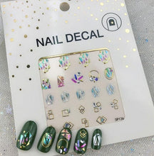 Load image into Gallery viewer, Plant Laser Abstract Lady Face Nail Decals Sliders Paper Art Decor Gel Polish Sticker Manicure Foils 3D Rhinestone Sticker Fun Nail Art Stickers Decal 3D Self-Adhesive Abstract Face Curve Graffiti Nail Design for Acrylic Nail Supplies