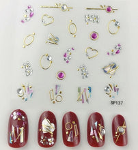 Load image into Gallery viewer, Plant Laser Abstract Lady Face Nail Decals Sliders Paper Art Decor Gel Polish Sticker Manicure Foils 3D Rhinestone Sticker Fun Nail Art Stickers Decal 3D Self-Adhesive Abstract Face Curve Graffiti Nail Design for Acrylic Nail Supplies