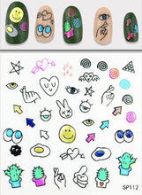 Load image into Gallery viewer, Plant Laser Abstract Lady Face Nail Decals Sliders Paper Art Decor Gel Polish Sticker Manicure Foils 3D Rhinestone Sticker Fun Nail Art Stickers Decal 3D Self-Adhesive Abstract Face Curve Graffiti Nail Design for Acrylic Nail Supplies
