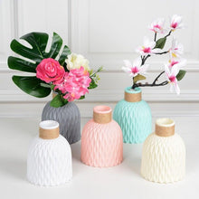 Load image into Gallery viewer, Plastic Vases Anti-ceramic Unbreakable Basket Imitation Rattan Flower Vase For Home Décor Desktop Decoration Living Room Office or Bookshelf