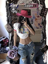 Load image into Gallery viewer, Plus Size American High Street Wide Leg Ripped Denim Women's Summer Retro High Waist Straight-leg Loose Mop Pants Pants