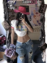 Load image into Gallery viewer, Plus Size American High Street Wide Leg Ripped Denim Women's Summer Retro High Waist Straight-leg Loose Mop Pants Pants